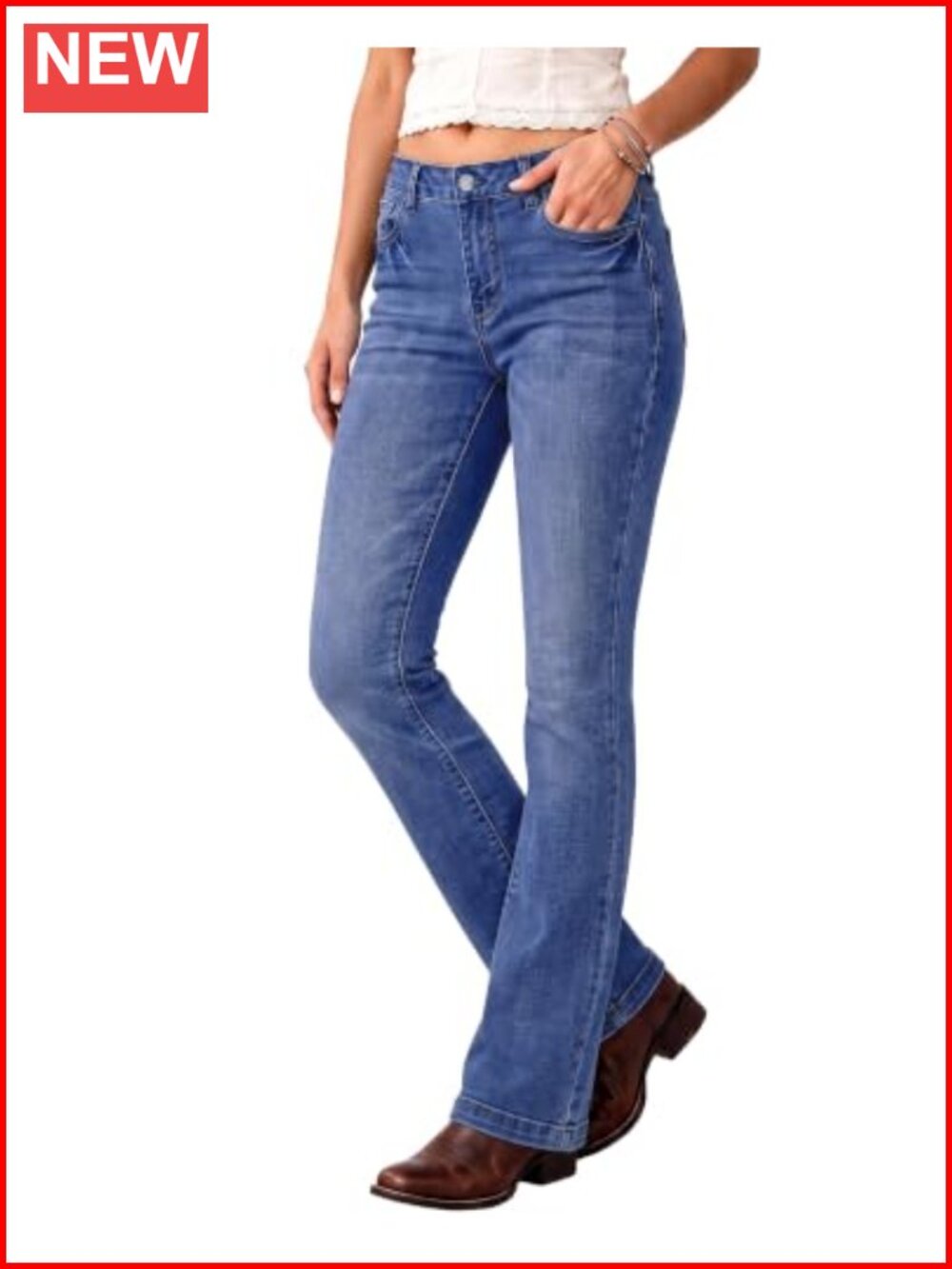 Mid Rise Bootcut Stretch Jeans Womens Western Denim Pants